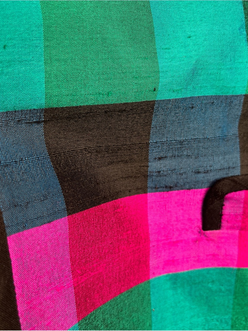Thomson 100% Silk Jewel Toned Plaid Jacket Size XL 80s Colorblock Grandmillenial - Picture 3 of 16